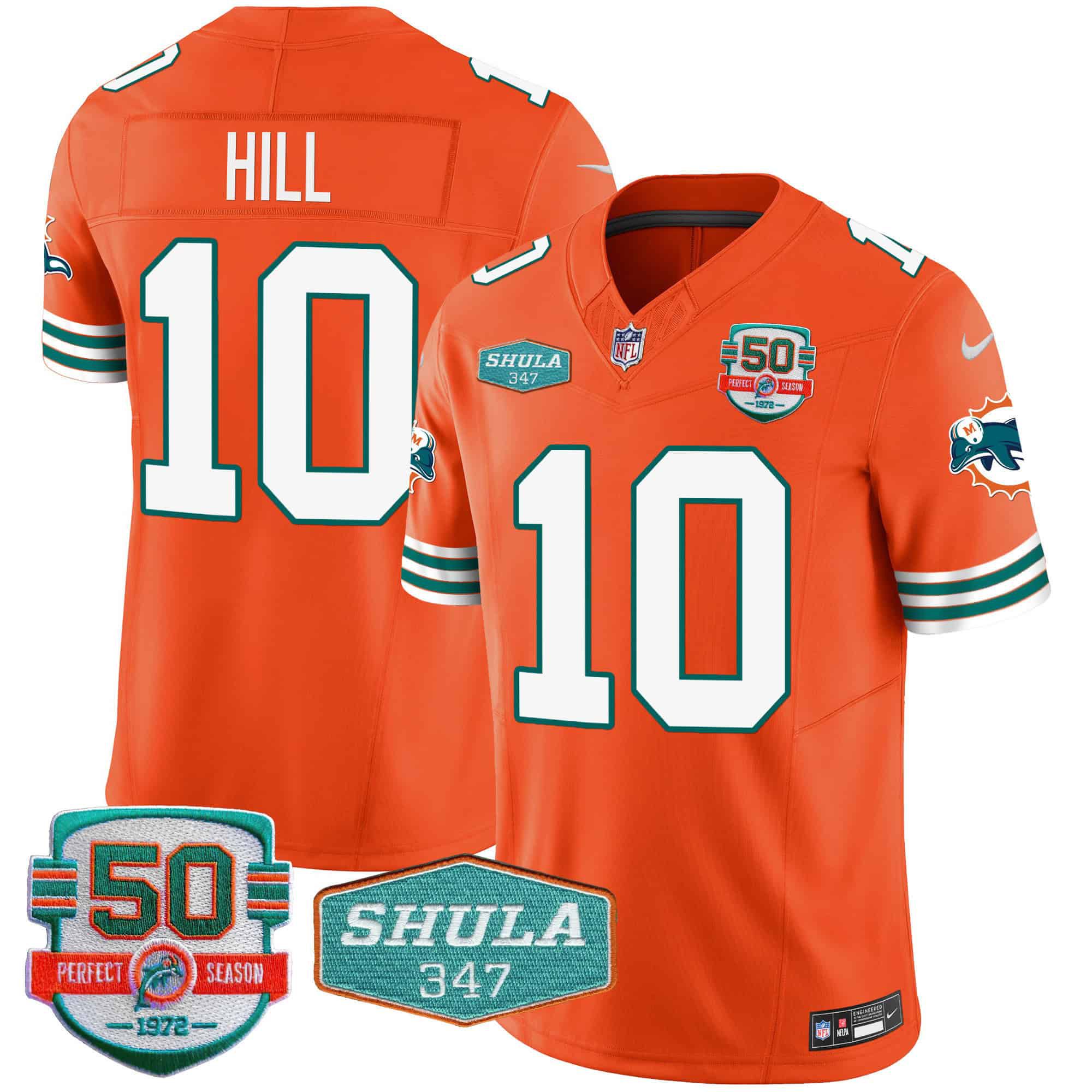 Men Miami Dolphins #10 Hill Orange 2024 Nike Throwback Shula 347 Patch Vapor NFL Jersey->indianapolis colts->NFL Jersey